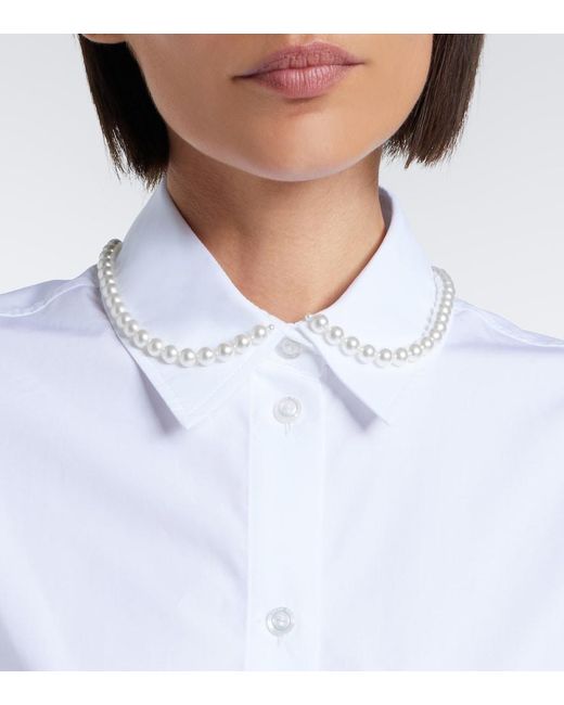 Simone Rocha White Embellished Scalloped Cotton Shirt