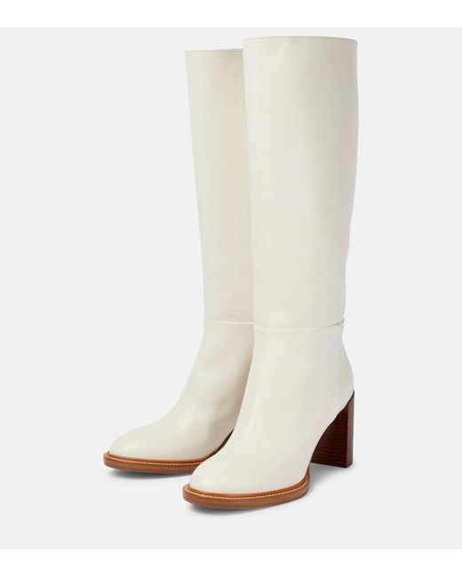 Gabriela Hearst White Bocca Leather Knee-High Boots