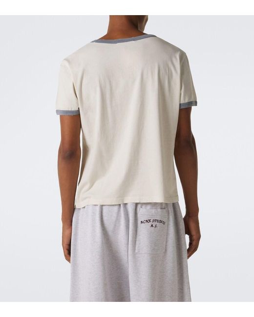 Acne Natural Printed Cotton Jersey T-Shirt for men