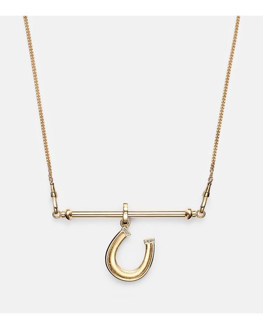 Marie Lichtenberg Metallic 18Kt And Leather Pendant Necklace With Diamonds