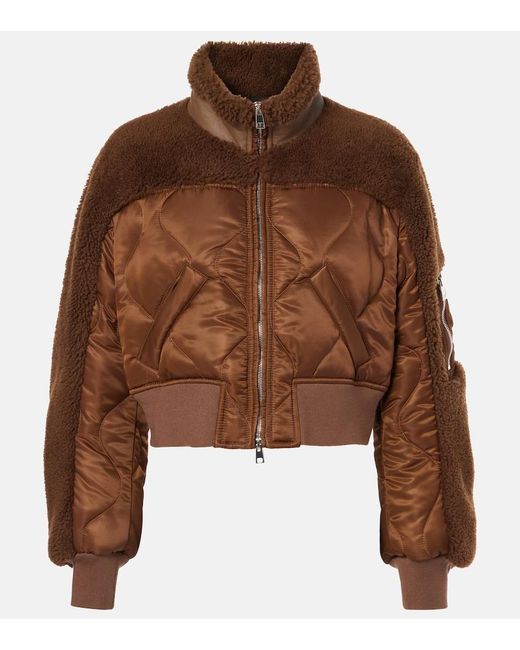 Blancha Brown Quilted Shearling Bomber Jacket