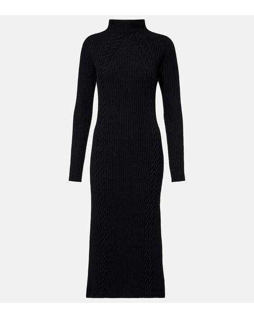 Max Mara Black Zelanda Wool And Cashmere Midi Dress