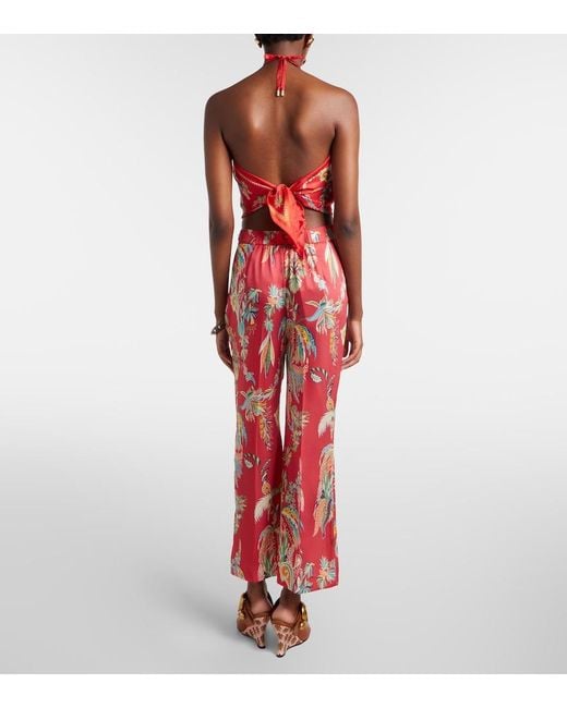 Etro Red Printed Twill Straight Pants