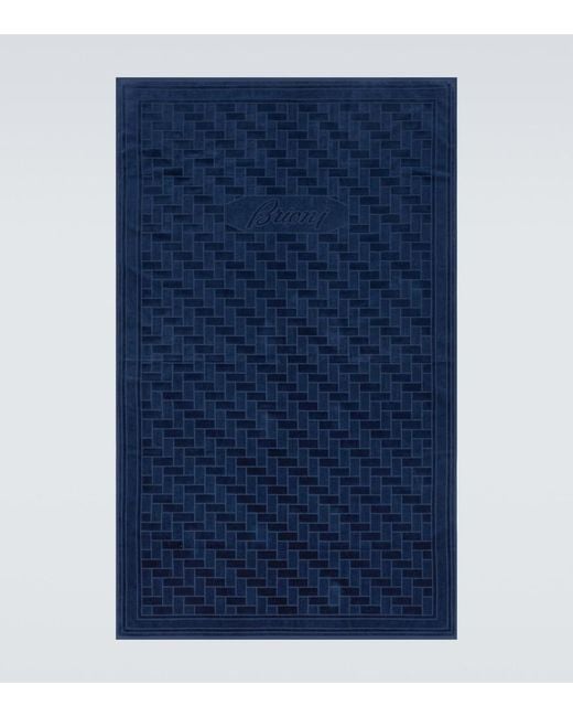 Brioni Blue Cotton Terry Beach Towel for men