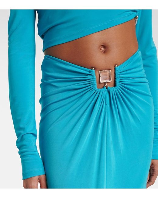 Christopher Esber Blue Embellished Crop Top