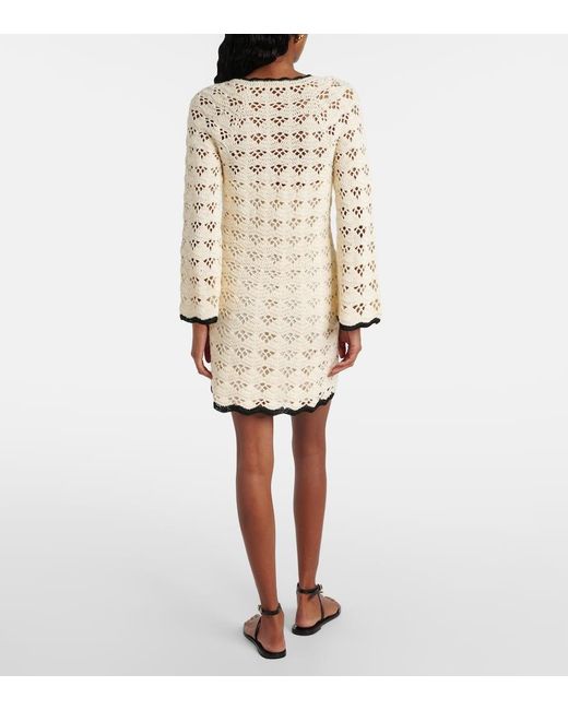 【Zimmermann】Rhiannon pointelle cotton minidress Cream Rhiannon cutout pointelle-knit cotton-blend mini dress