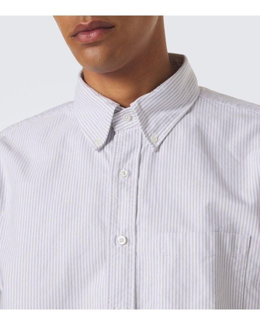 Thom Browne White 4-Bar Striped Cotton Oxford Shirt for men