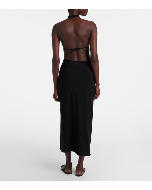 Max Mara Black Jersey Wrap Skirt