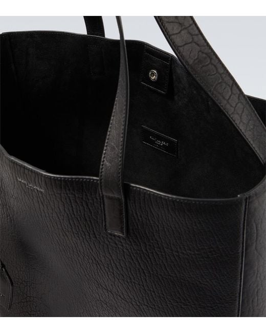 Saint Laurent Black Bold Leather Tote Bag for men