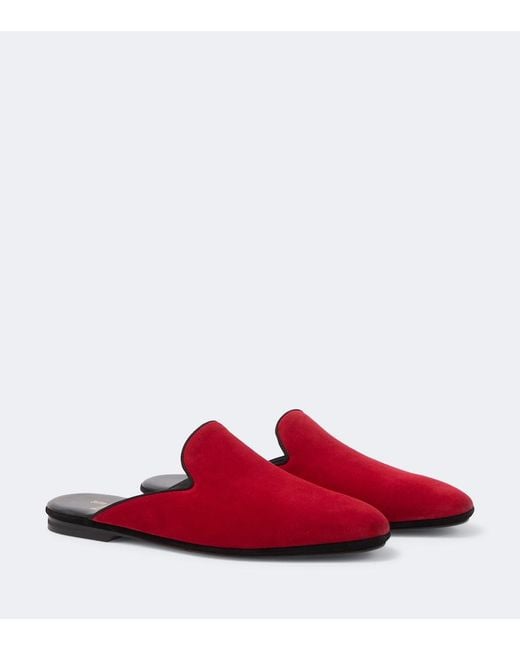 Rubinacci Red Suede Slippers for men
