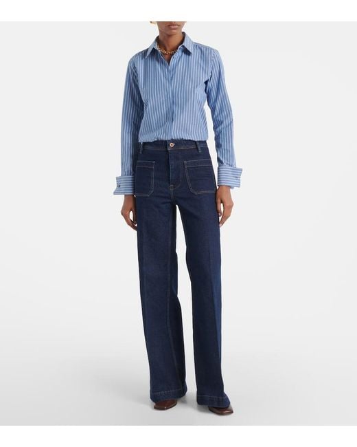 Polo Ralph Lauren Blue High-Rise Wide-Leg Jeans