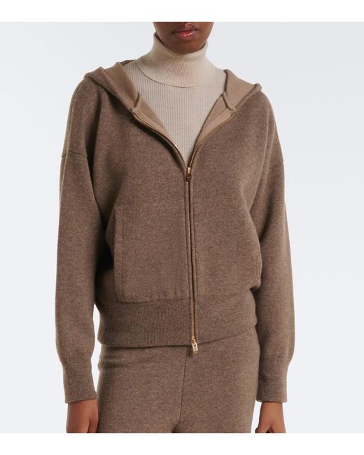 Agnona Brown Cashmere, Wool, And Silk Hoodie