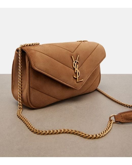 Saint Laurent White Loulou Mini Suede Shoulder Bag