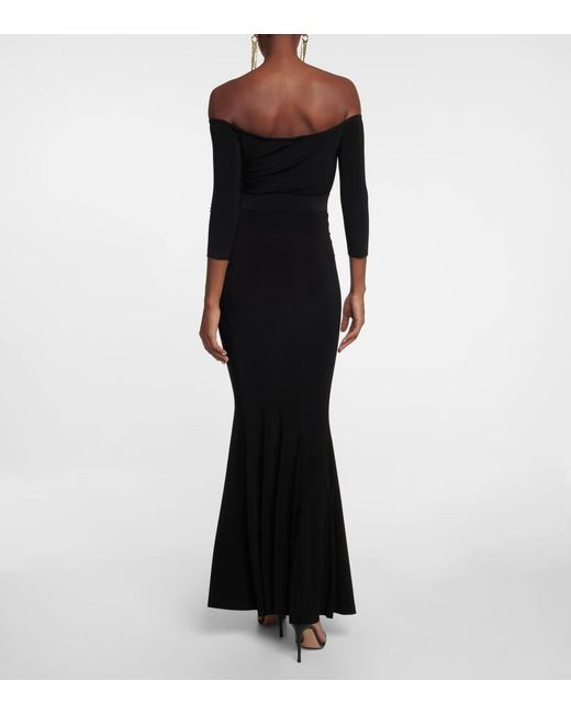 Robe Longue A Encolure Bardot Norma Kamali en coloris Black