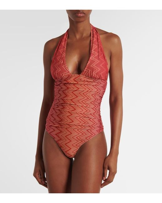 Missoni Red Zigzag-Print Swimsuit