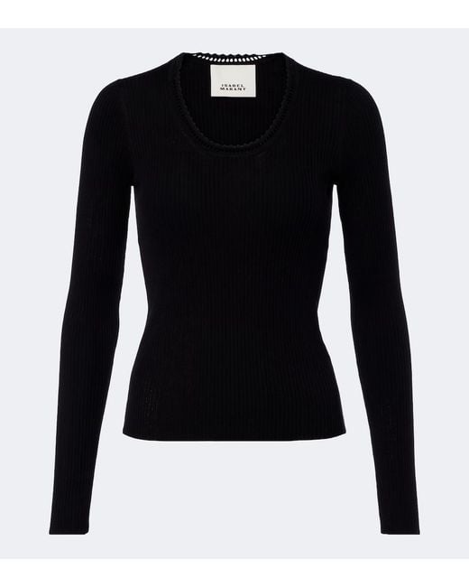 Isabel Marant Black Selenie Ribbed-Knit Silk And Cotton Sweater