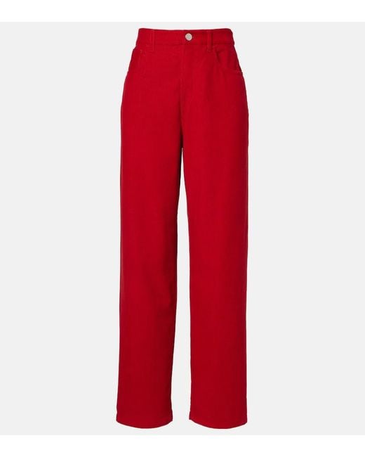 Rohe Red Cotton Corduroy Wide-Leg Pants