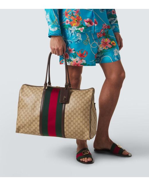 Borsa Da Viaggio Medium Web Stripe Gg di Gucci in Brown da Uomo