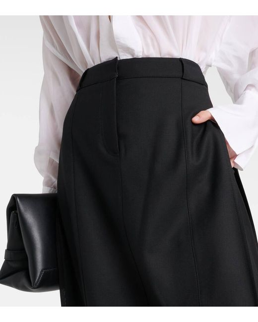 Victoria Beckham Black Wool-blend Maxi Skirt