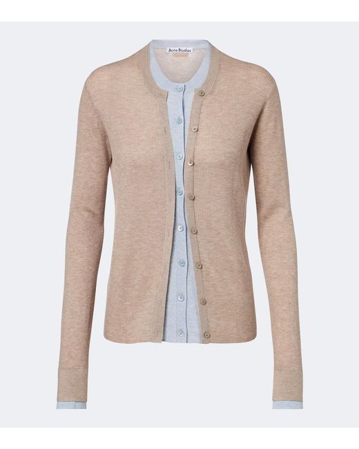 Acne Natural Layered Silk And Wool Cardigan