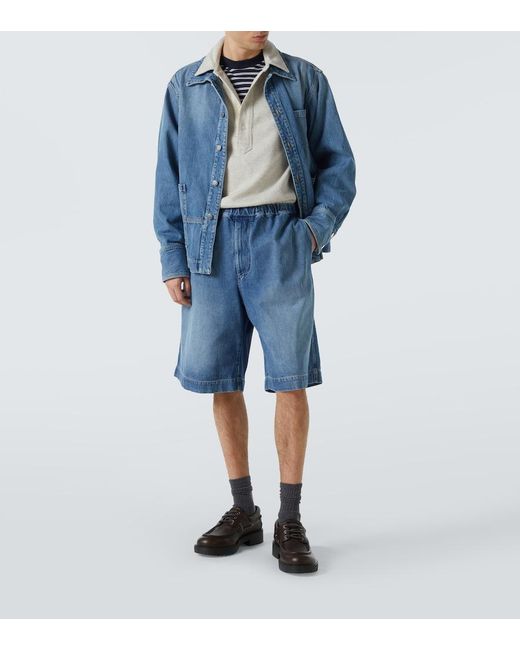 Plan C Blue Denim Bermuda Shorts for men