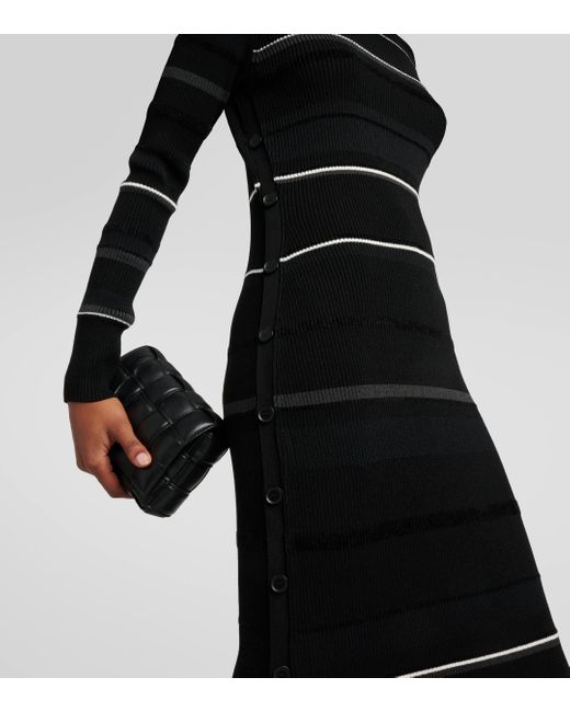 Proenza Schouler Black Striped Knitted Midi Dress