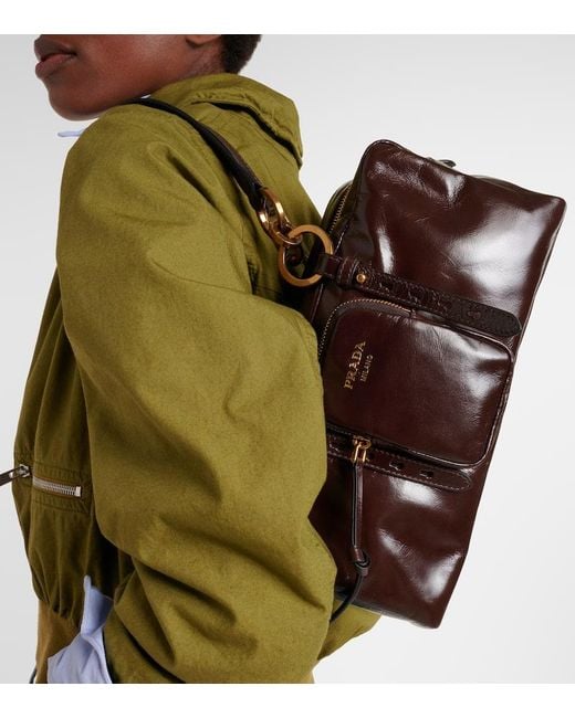 Prada Brown Dangle Medium Leather Shoulder Bag