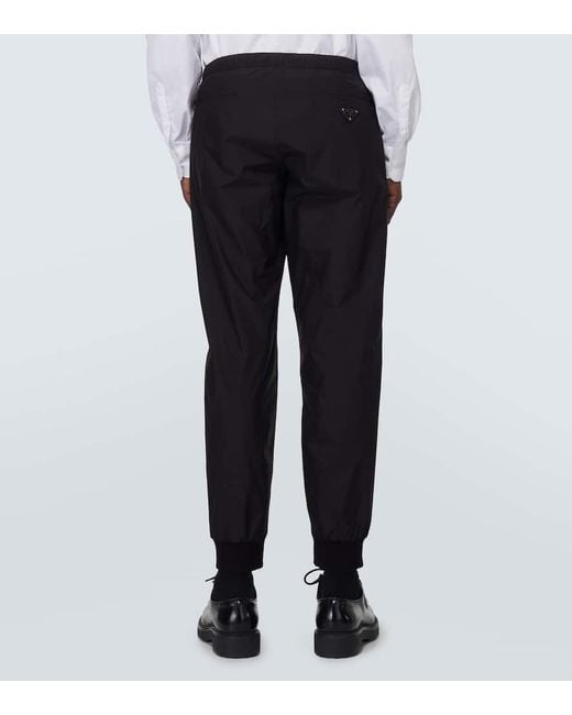Pantaloni sportivi in misto seta di Prada in Black da Uomo
