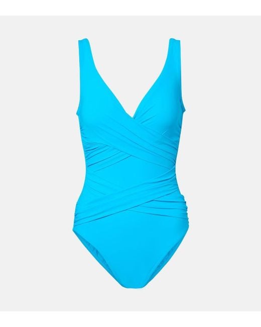 Karla Colletto Blue Basics Draped Swimsuit