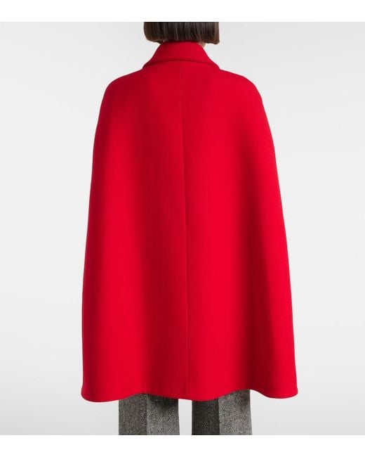 Valentino Red Vlogo Wool Cape