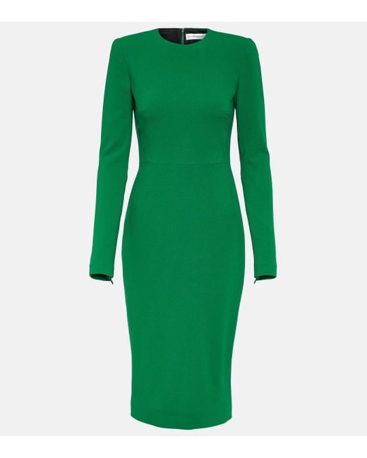 Victoria Beckham Green Wool-blend Midi Dress