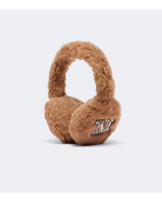 Max Mara White Camel Hair And Silk Ear Muffs