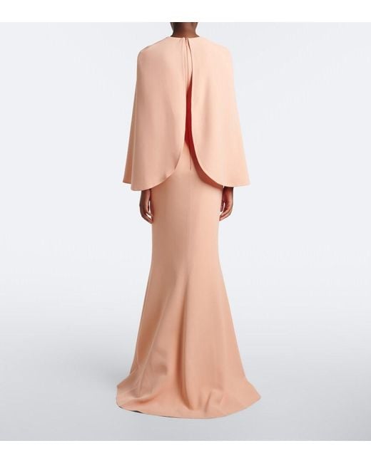 Elie Saab Pink Embellished Caped Cady Gown