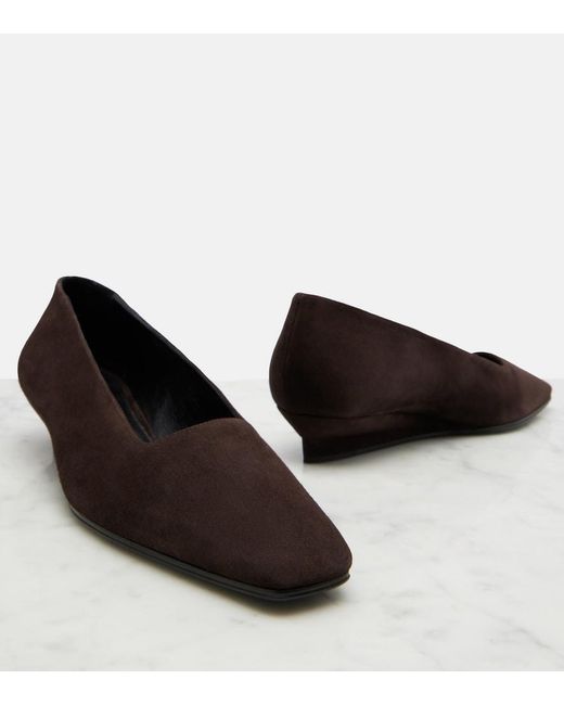 The Row Brown June Suede Wedges