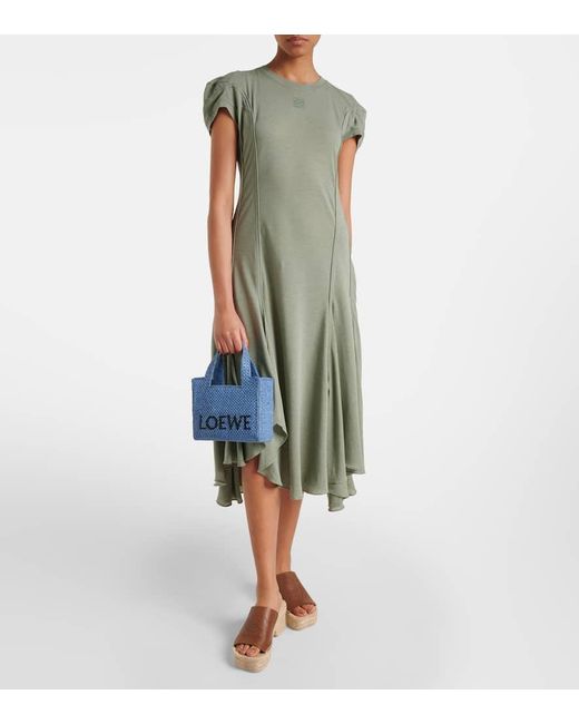 Loewe Paula's Ibiza Mini Logo Raffia Shopper in Blue | Lyst