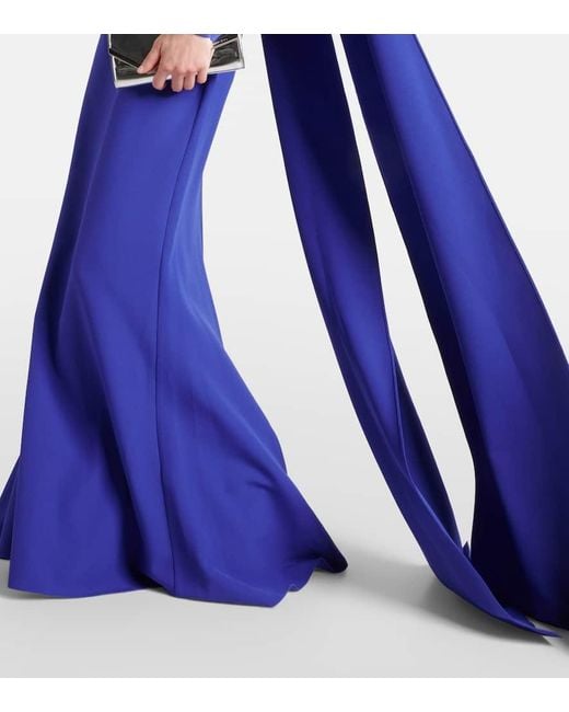 Safiyaa Blue Ginevra Embellished Caped Gown