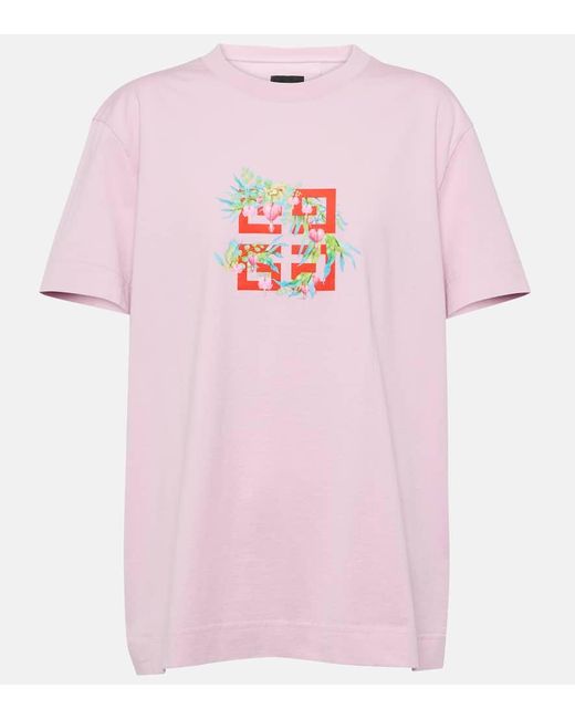 Givenchy Pink Bedrucktes T-Shirt 4G aus Baumwoll-Jersey