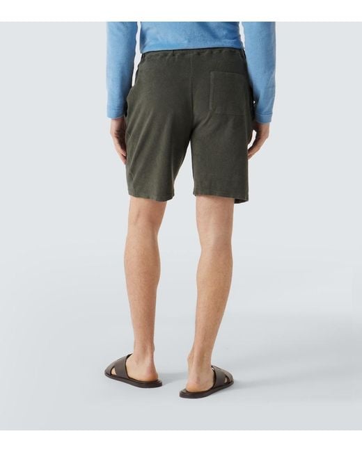 Fedeli Green Cotton Terry Shorts for men