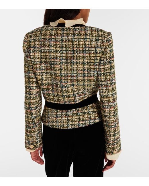 Valentino Black Velvet-Trimmed Lame Tweed Jacket