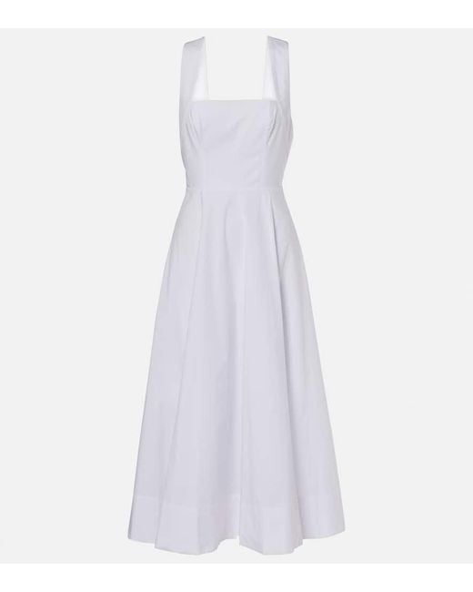 Staud White Teresa Cotton Midi Dress