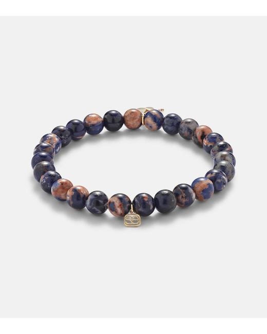 Sydney Evan Blue 14kt Gold Beaded Bracelet With Sapphires And Sodalite