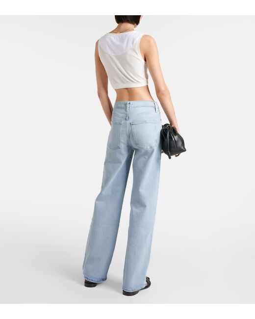 Agolde Blue Mid-Rise Straight Jeans Harper