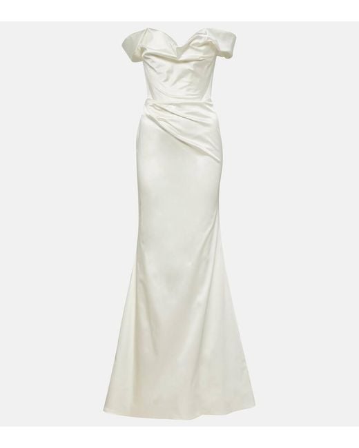 Bridal - Abito lungo Nova Cora in crepe di raso di Vivienne Westwood in White