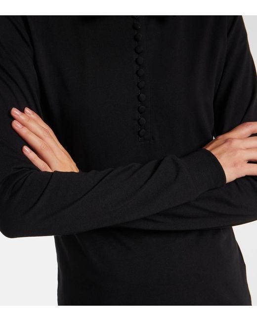 Dries Van Noten Black Cotton Jersey Polo Shirt