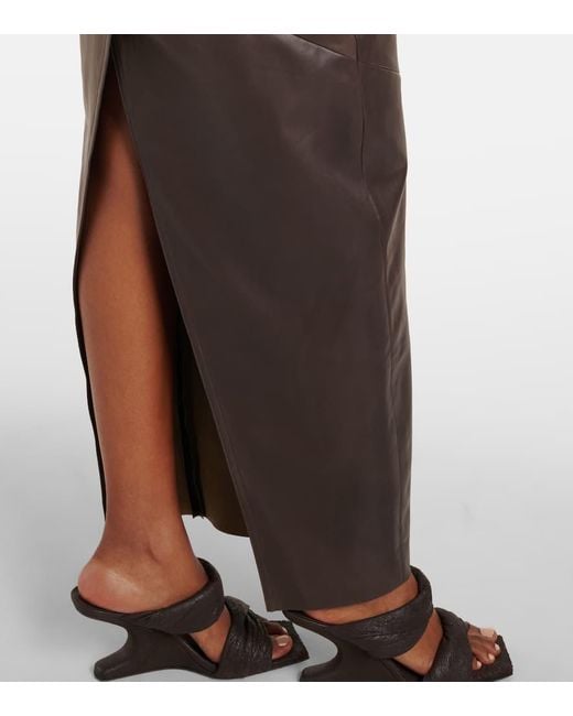 Rick Owens Brown Bleistiftrock Aus Leder