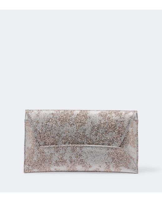 Aquazzura Gray Envelope Sequined Metallic Leather Clutch
