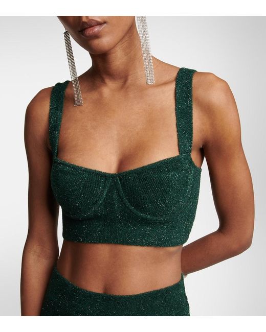 Galvan Green Moonlight Metallic Knit Crop Top