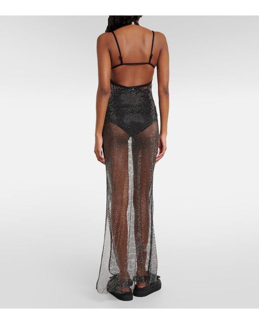 Jonathan Simkhai Gray Inaya Embellished Mesh Midi Dress