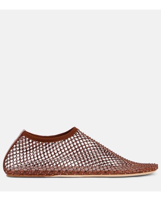 Christopher Esber Brown Minette Crystal-Embellished Mesh Flats
