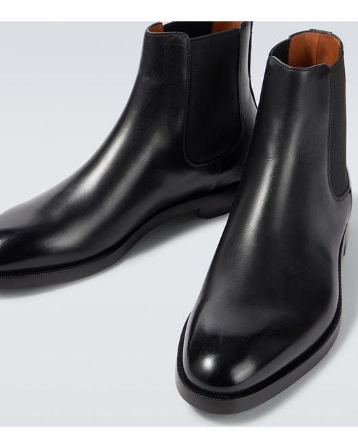 Zegna Black Leather Chelsea Boots for men